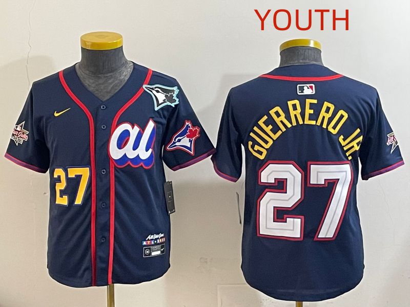 Youth 2025 Toronto Blue Jays #27 Guerrero jr Drak Blue All star Nike MLB Jersey style 7